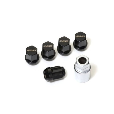 Rays 19 Hex Lock & Lug Nut Set M14 x 1.5 in Black for Automotive Performance