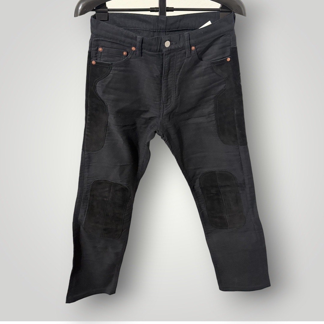 90s comme des garçons homme pants Archive Comme des Garcons Homme Homme AD2001 Suede Patch Black