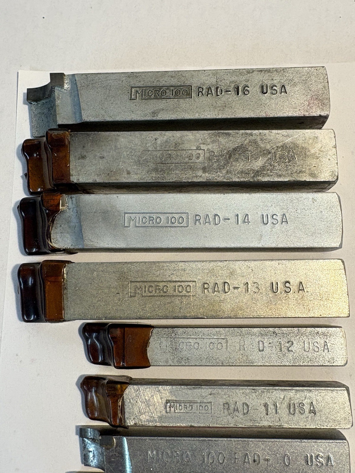 Lathe Radius Tools Micro 100 #1 Thru #16 Set 1/32” Thru 1/2” Carbide Qty. 16 USA