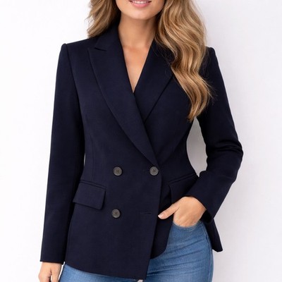 ZARA Basic Collect. Navy Blazer Classic Preppy Academia Office Career Jacket XS