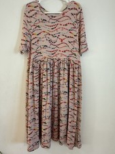 Pink Chicken - Girls Size 8Y - Pink Friendship Bracelet Print Bamboo Blend Dress