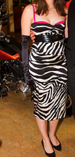 Dolce & Gabbana Zebra Print Satin Bodycon Midi Dress Pink Straps IT 42