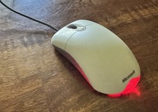 Vintage Microsoft Wheel Mouse Optical USB 1.1A White Tested Working Y2K Mint