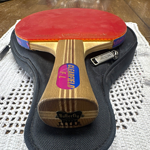 Vintage Butterfly Black Tag JTTAA Clearfield FL Table Tennis Paddle with Case