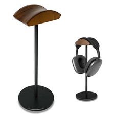 Headphone Stand Desk Headset Holder Aluminum Alloy Wooden Plate Gaming Mount