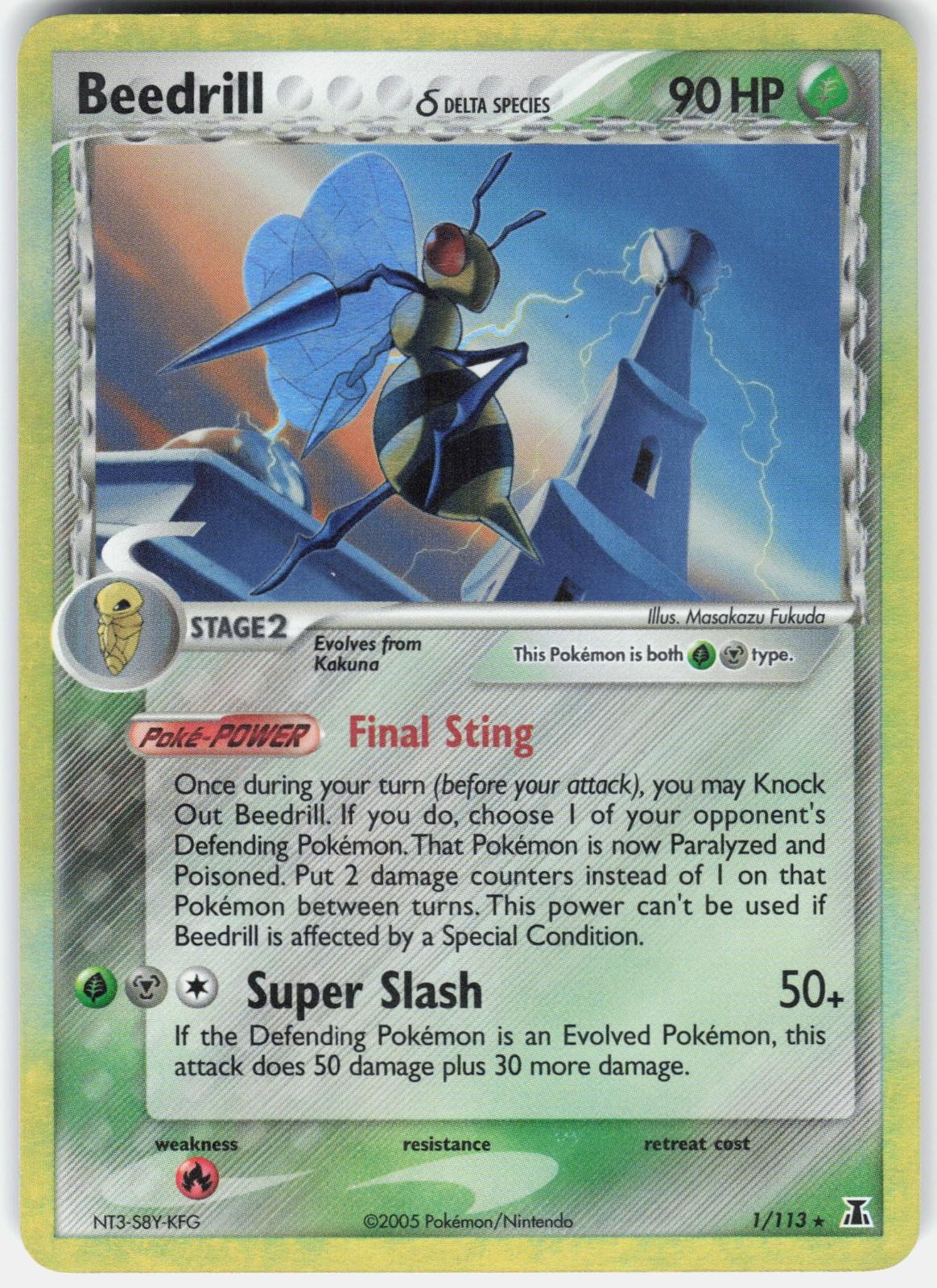 Pokemon Beedrill 1/113 Holo Rare Delta Species Pokemon Lightly Played