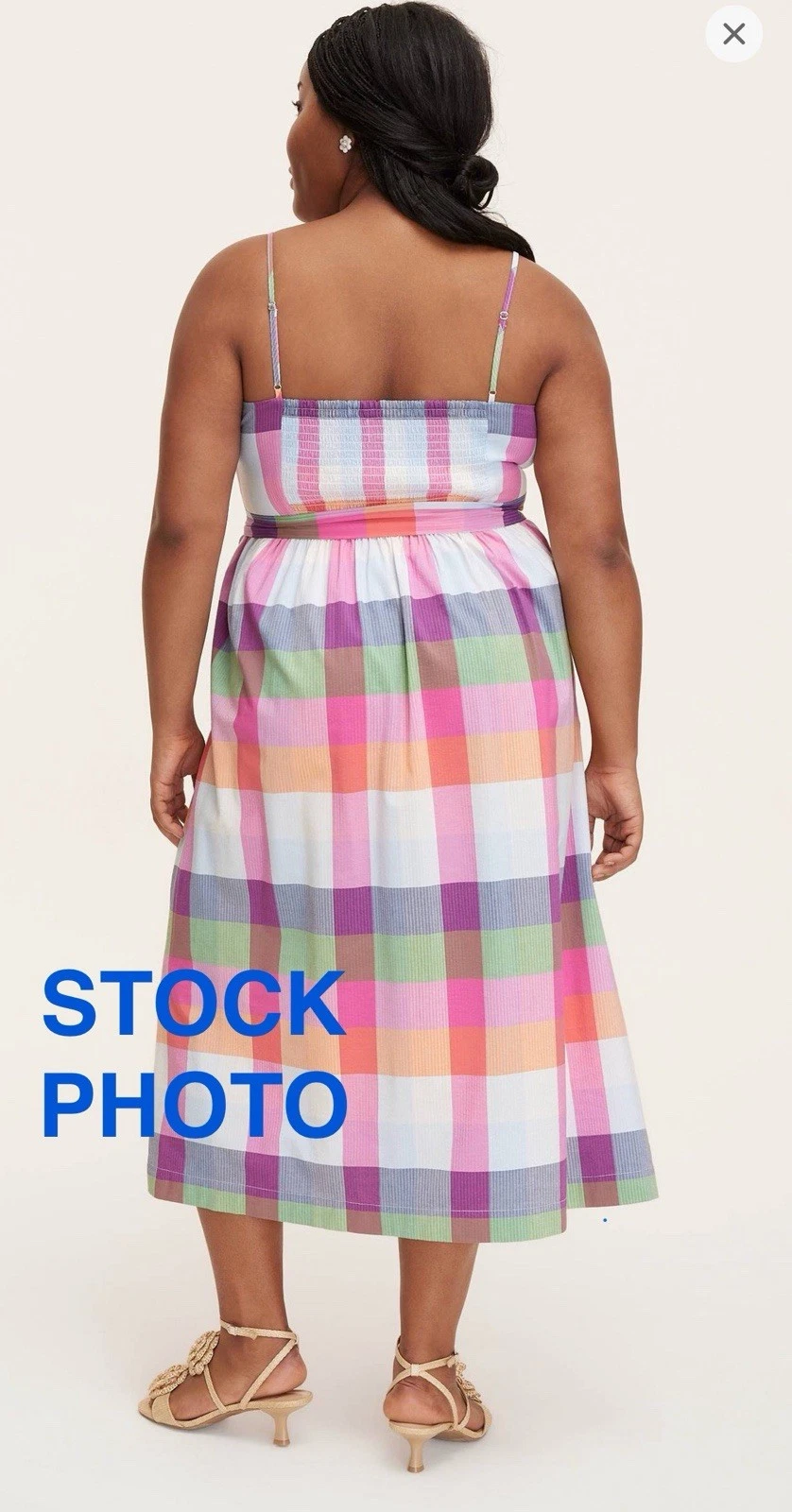 NUOVO abito kate spade new york x Target a quadri con cravatta in vita taglia Small