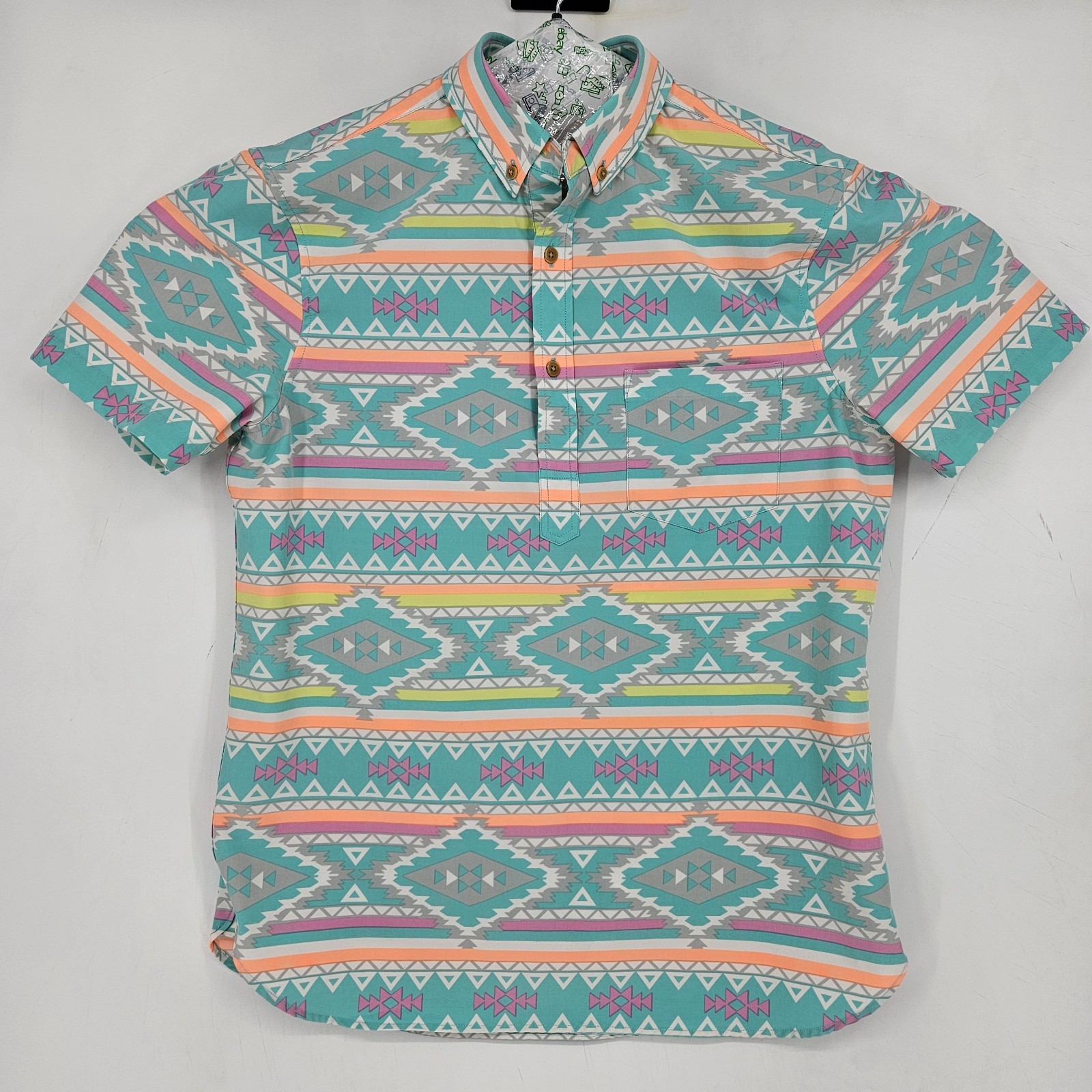 Chubbies Nutter Shirt Mens Medium Performance Polo Colorful Aztec Weekend 