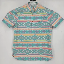 Chubbies Nutter Shirt Mens Medium Performance Polo Colorful Aztec Weekend 