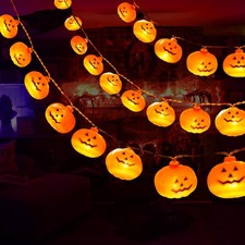 Halloween Decorations Outdoor,5M 30LED Pumpkin Halloween Lights Decor