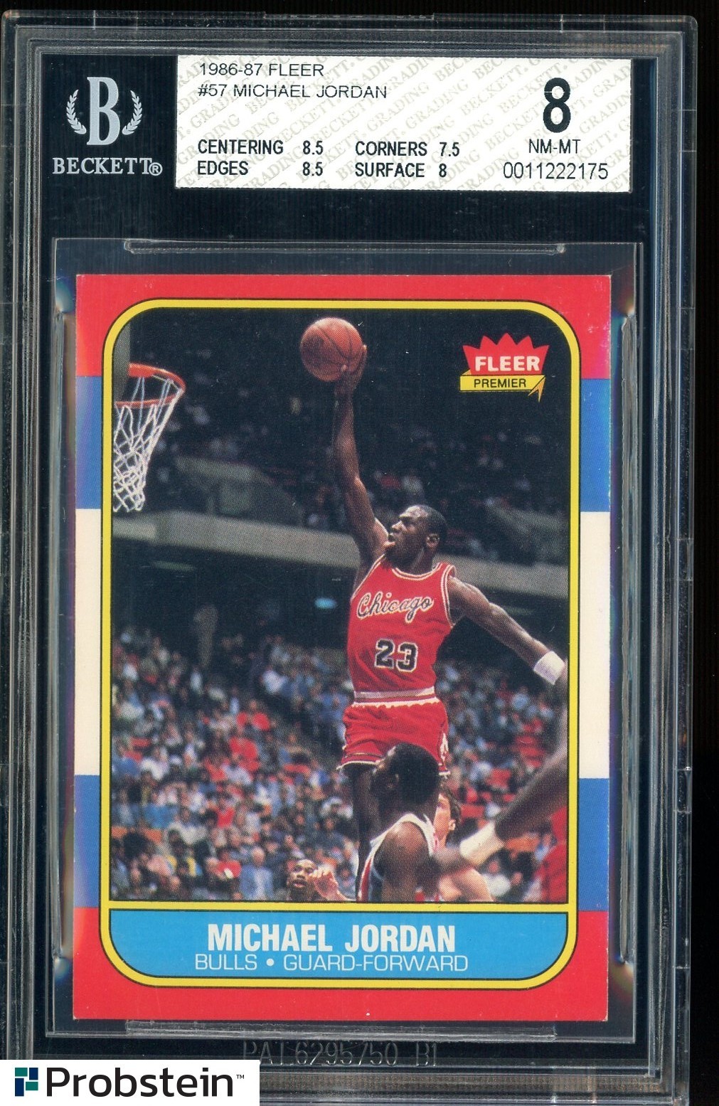 1986-87 Fleer Basketball #57 Michael Jordan RC Rookie HOF BGS 8 NICELY CENTERED