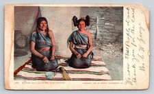 1902 Detroit Photo Co. Moki Hopi Mother & Daughter Butterfly Hair Postcard 1906