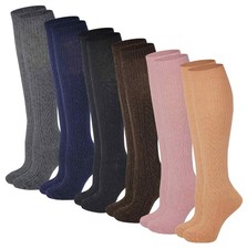 Boot Socks Women 6 Pairs pack Knee High Cable Knit Winter Wool Socks Assor...