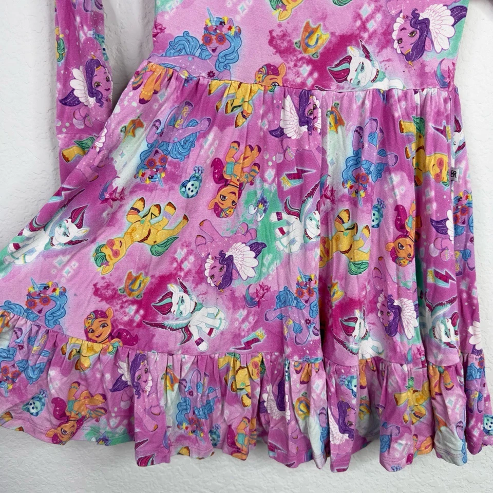 My Little Pony x Bums & Roses Dress Girls 4T Pink Unicorn Rainbow Cartoon Bamboo - Image 4 of 4
