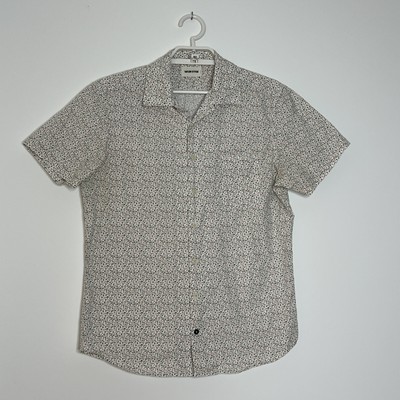 Taylor Stitch Shirt Mens 38 Button Up White Causal Short Sleeve Pocket Floral