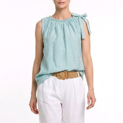 Damen Italy Bluse ärmellos Größe 38 40 42 Sommer Tunika Mint Top