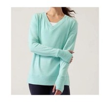 ATHLETA Plus Tops Aqua Blue Coaster Luxe V-Neck Sweatshirt 2X