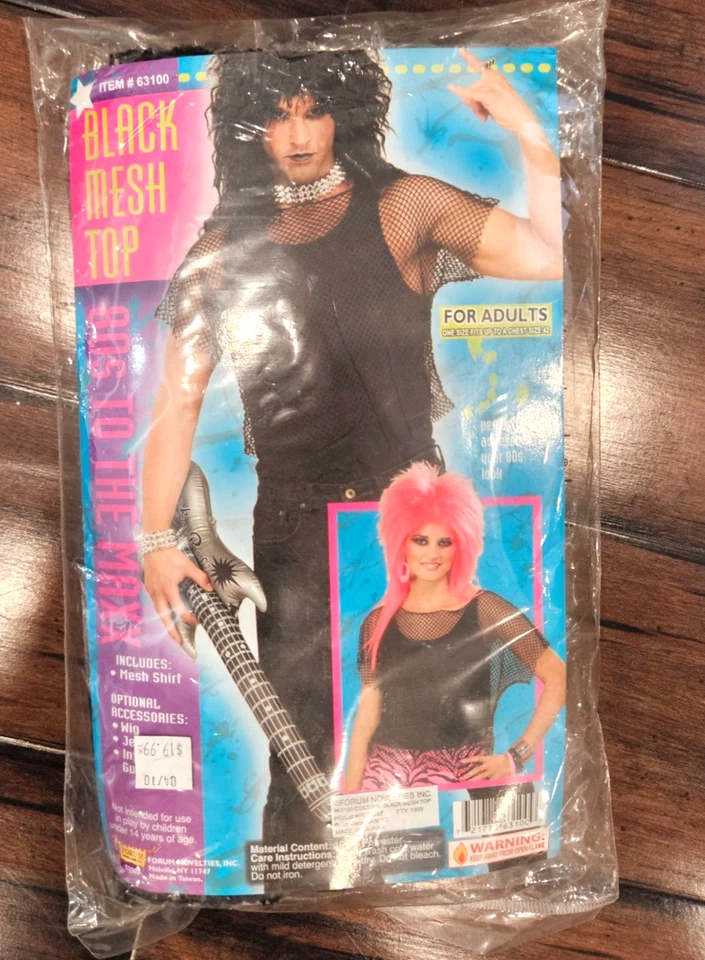 Accesorio Disfraz Halloween Adulto Top Malla Negra Años 80 - Talla Única, Edad 14+ Foto 3 de 3