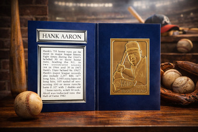 Hank Aaron 1995 Topps Bronze Legends Card w/ Susan B Anthony COA