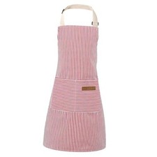 Stripes Kids Apron, Kids Cooking Aprons with 2 Pockets, Cute Kids 55x65cm Pink