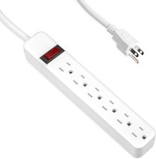 Iron Forge Cable 6 Outlet Surge Protector Power Strip 25 ft 6 Outlets, White