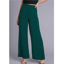 New Hunter Green High Waisted Wide Leg Trousers Professional Dress Pants Solid