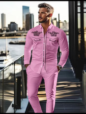 Men's Outfit 2 Piece Set Shirt  Pants Suit PLUS SIZE BIG 4XL