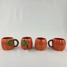 4 Fall Pumpkin Mugs Lillian Vernon 12 Oz New In Box Made In Taiwan 9157 See pics