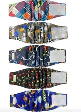 Washable Male Dog Wraps 5 Pack Reusable Belly Bands Doggie Puppy XS XMALL CUTE