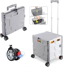FW548 Folding Utility Cart Portable Rolling Crate Handcart with Stair Climbing