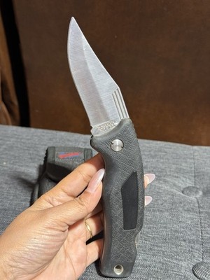 Vintage Schrade+ SG7 USA Outback Large Lockback Folding Pocket Knife Black