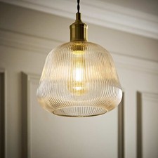 Lampshade Ribbed Bell Glass Easy Fit Ceiling Lamp Shade Light