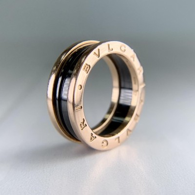 BVLGARI Bulgari B.zero1 Two-Band Ring 18k Rose Gold and Ceramic