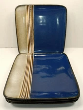 Elama Downtown Loft Stoneware Salad Plates Blue 8.5" Wide Set of 4