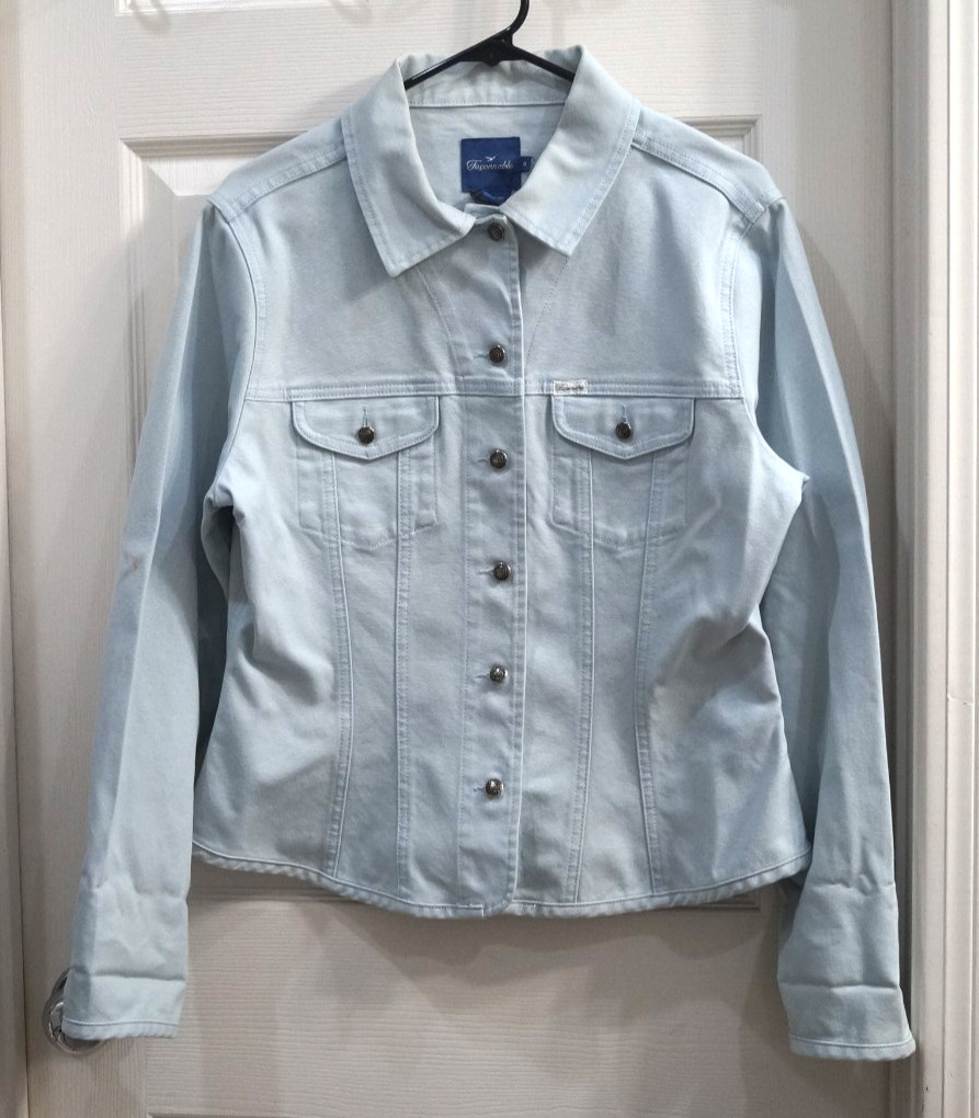 FACONNABLE DENIM BUTTON DOWN JACKET LIGHT BLUE M … - image 1