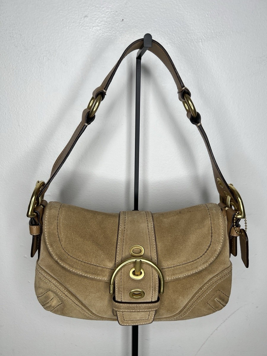 Vintage Coach Soho Shoulder Bag Purse Buckle Suede Leather