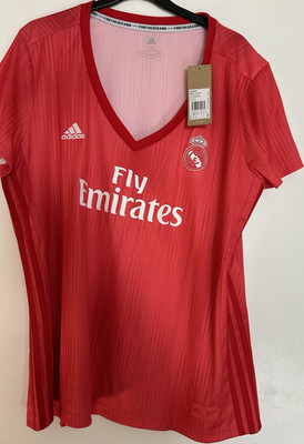Adidas Real Madrid Damen Fußballtrikot rot 2XL Kurzarm Fly Emirates Sponsor