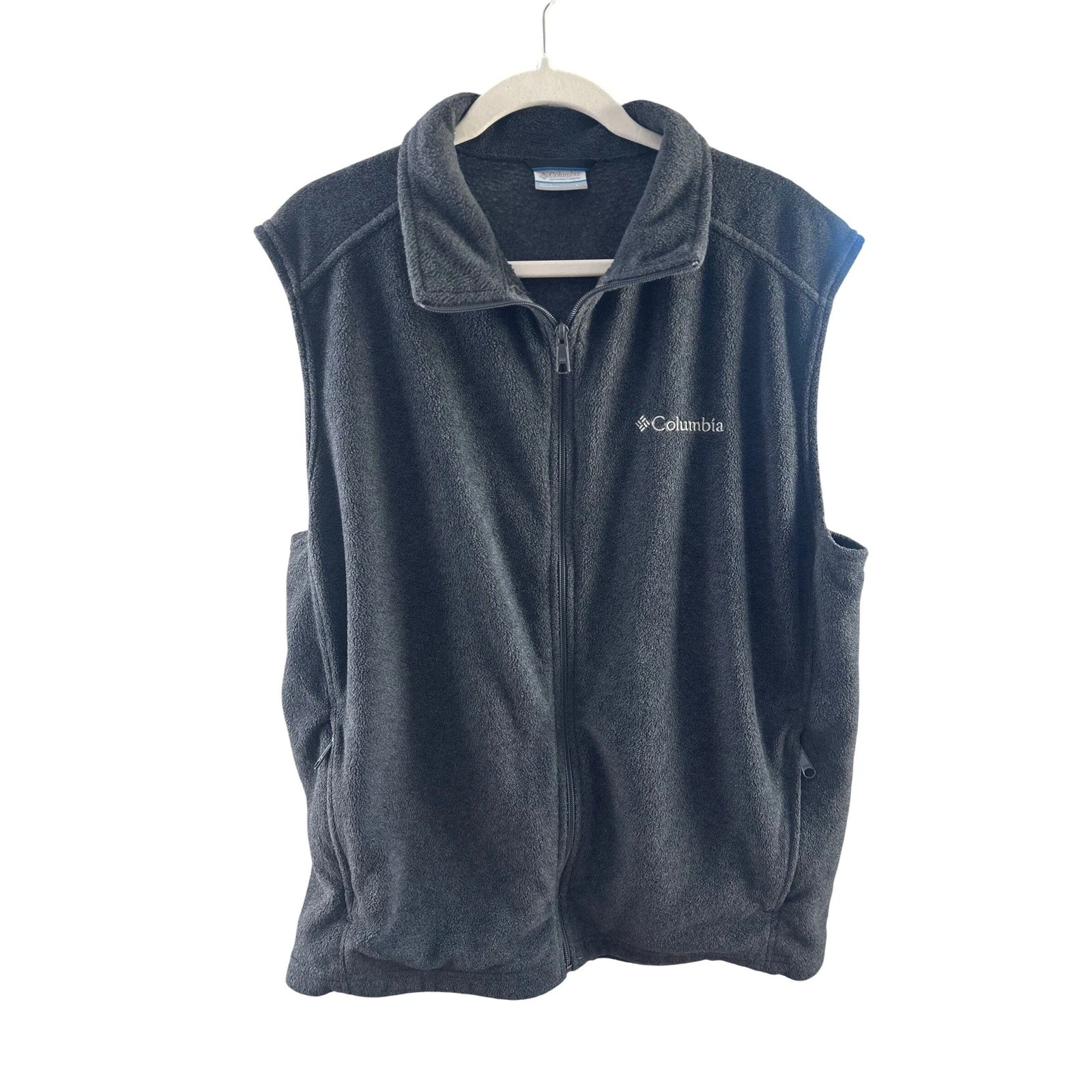 Columbia Mens Mountain Full Zip Fleece Vest Charcoal Gray Large Outdoors