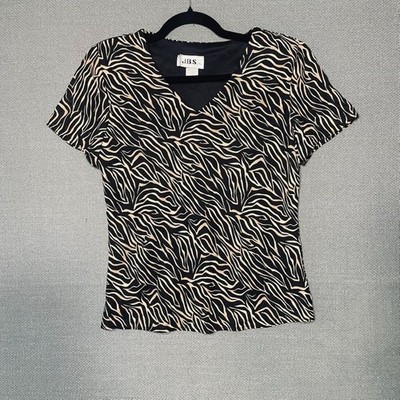 Vintage JBS Ltd Blouse Tiger Animal Print 10P Shoulder Pads USA Made Office
