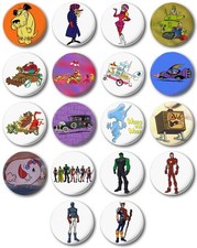 Kids Retro TV 25mm, 1" Button Badge, Wacky Races, Avengers