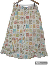 Sz XL NWT 55 Cato Ruffle Colorful BUTTON FLY Floral Maxi Skirt Boho Beachy New