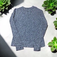 Womens LOFT Pullover Keyhole Back Knit Sweater Size Medium Marled