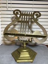 Solid Metal Brass Lyre Harp Sheet Music Footed Stand Vintage