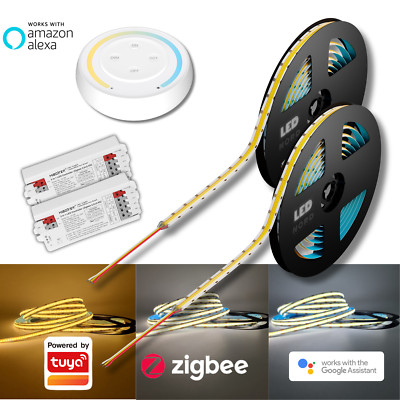 Set COB Tuya Zigbee CCT LED Streifen Dual Weiß Stripe Band Touch Fernbedienung 