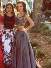Sherri Hill two piece prom dress size 0, color Gray. Original price 800