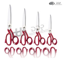 4 Pcs Of Tailor Upholstery Scissors Shears 8",10",12", 14" Heavy Duty Red Handle
