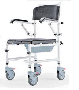 OasisSpace Folding Transport Shower Commode Wheelchair  300lbs Bedside Chair