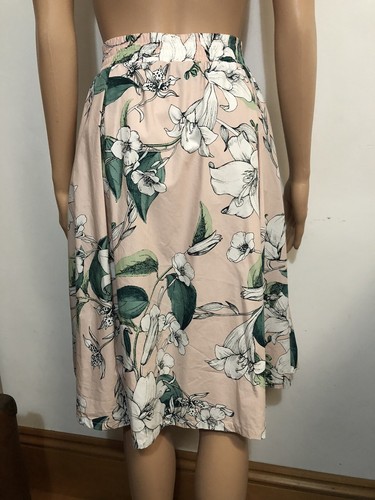 TAKE 25% OFF CYNTHIA ROWLEY PINK GREEN COTTON FLORAL 2 POCKET SKIRT L NEW RP$245 - Picture 3 of 12
