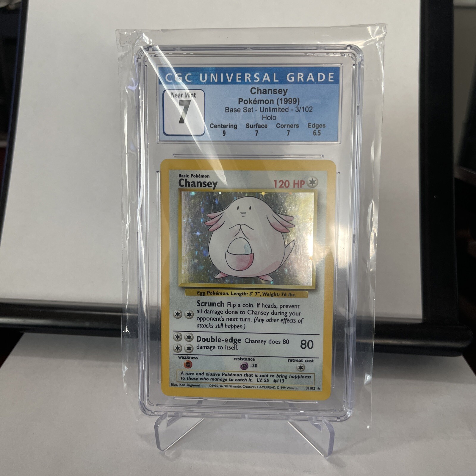 Chansey Base Set Price Chansey #3/102 Holo Pokemon Card - Base Set,  EXC/Near Mint Condition, Ungraded Mint Pokemon Cards