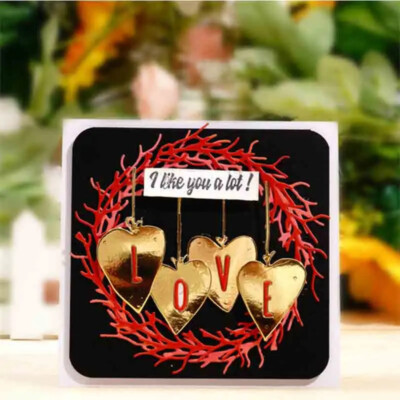 Word Love Heart Craft Embossing Mold Metal Cutting Dies Scrapbook Card Stencils